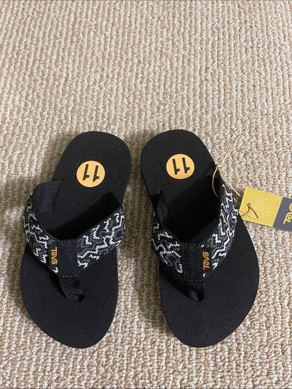Teva Kids Black & White Patterned Flip Flops